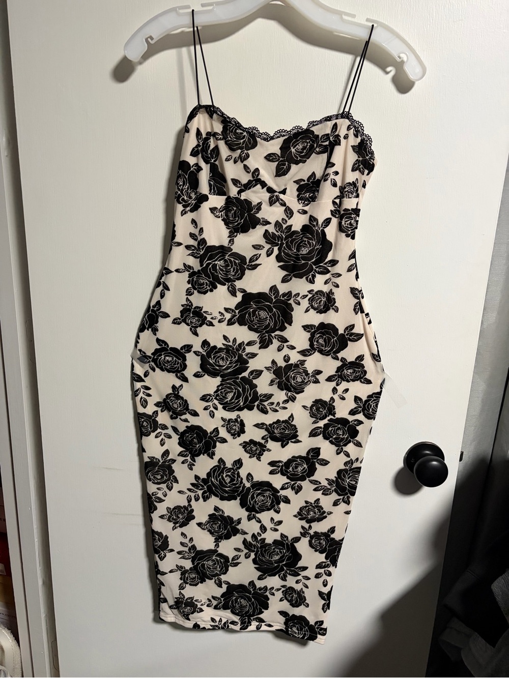 Windsor Beige Midi Dress with Black Floral Print